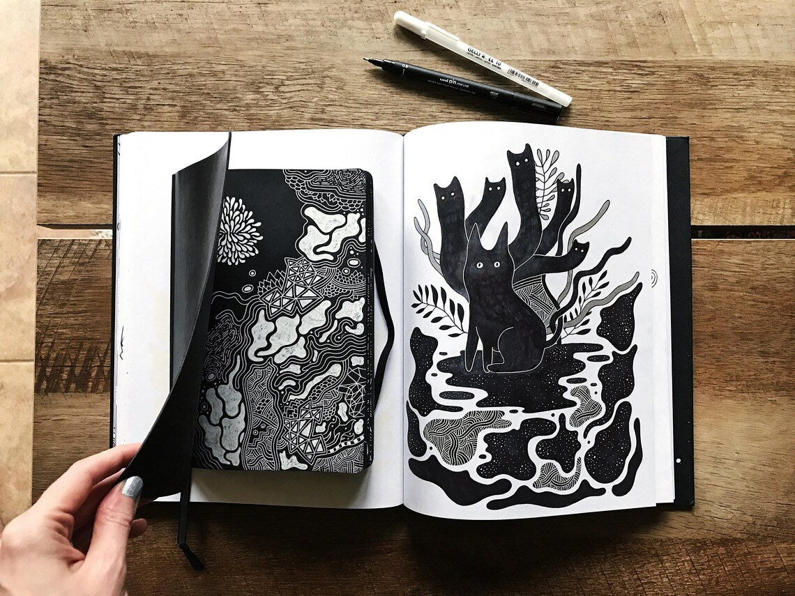 Inky Ghost Cats - 8" X 11" Art Print